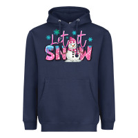 Navy let it snow pink christmas snowman Heavyweight Hoodie - MaliasSmallBusiness