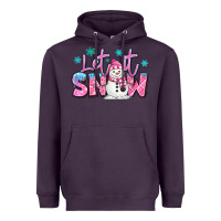 Plum let it snow pink christmas snowman Heavyweight Hoodie - MaliasSmallBusiness