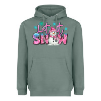 Sage let it snow pink christmas snowman Heavyweight Hoodie - MaliasSmallBusiness