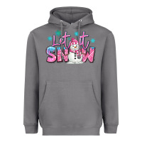 Storm let it snow pink christmas snowman Heavyweight Hoodie - MaliasSmallBusiness