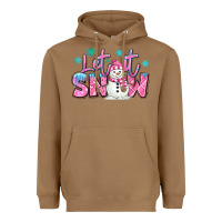 Toasted Coconut let it snow pink christmas snowman Heavyweight Hoodie - MaliasSmallBusiness