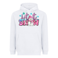 White let it snow pink christmas snowman Heavyweight Hoodie - MaliasSmallBusiness