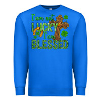 True Royal I Am Not Lucky I Am Blessed St. Patricks Premium Sweatshirt - BundleAndBundleShop