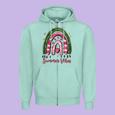 Summer Vibes Zipper Hoodie Designed By Maliassmallbusiness