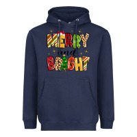 Navy merry and bright Heavyweight Hoodie - MaliasSmallBusiness