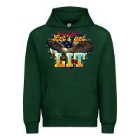 Forest Green Let's get lit America Eagle 4th of july Urban Hoodie - HowdyJamesFarm