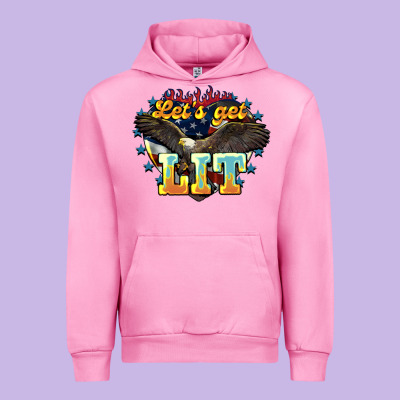 Let's Get Lit America Eagle 4th Of July Urban Hoodie Designed By Howdyjamesfarm