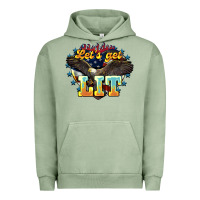 Pigment Oil Green Let's get lit America Eagle 4th of july Urban Hoodie - HowdyJamesFarm
