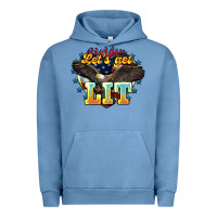 Pigment Pebble Blue Let's get lit America Eagle 4th of july Urban Hoodie - HowdyJamesFarm