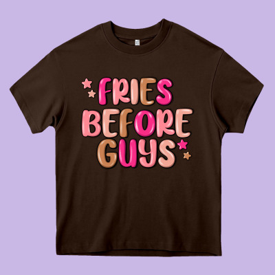 Fries Before Guys Heavy Core Tee Designed By Maliassmallbusiness