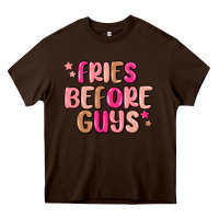 Chocolate Brown fries before guys Heavy Core Tee - MaliasSmallBusiness