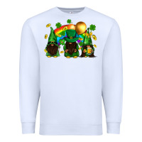 White St. Patrick's afro gnomies with rainbow Premium Sweatshirt - BundleAndBundleShop