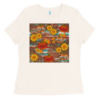 Bone pumpkin plaid sunflower seamless Ladies Tee - AdoDesignShop