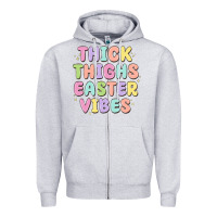 Heather Grey thicks thighs easter vibes Zipper Hoodie - MaliasSmallBusiness