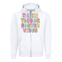 White thicks thighs easter vibes Zipper Hoodie - MaliasSmallBusiness