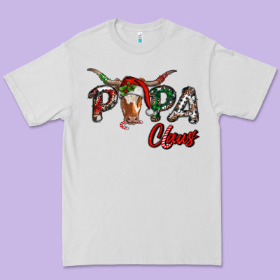 Papa Claus With Long Horn Western Christmas Premium Tee Designed By Ranaportraitstore