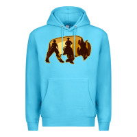 Ocean Blue Bison Silhouette Cowboy Premium Hoodie - Bettercallsaul