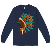 Navy native american indian headdress Long Sleeve Tee - Artiststas