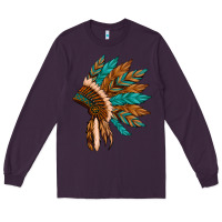 Plum native american indian headdress Long Sleeve Tee - Artiststas