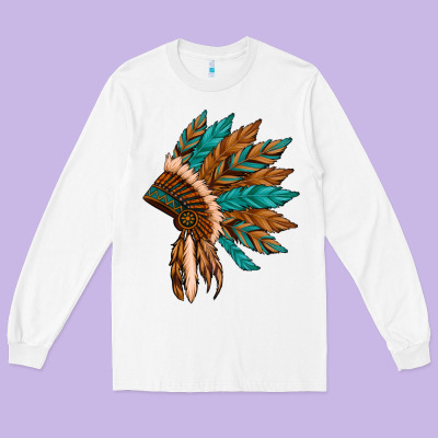 Native American Indian Headdress Long Sleeve Tee Designed By Artiststas