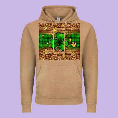 St. Patrick's Day Shamrock Leopard Vintage Hoodie Designed By Neo Western