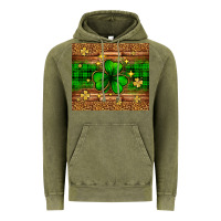 Vintage Olive St. Patrick's Day shamrock leopard Vintage Hoodie - Neo Western