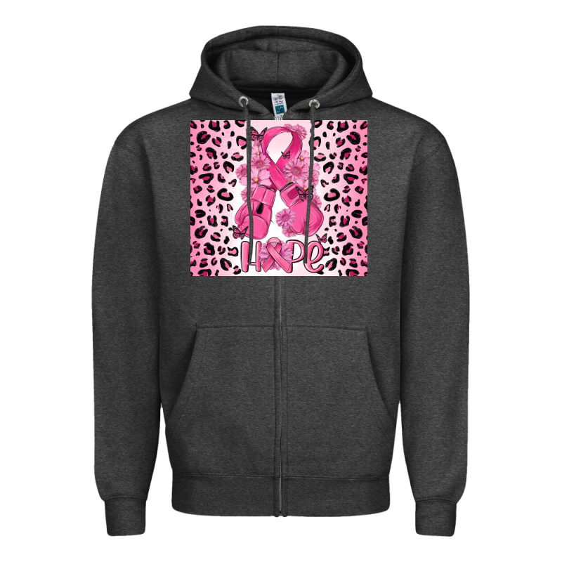 Breast Cancer With Boxing Gloves Zipper Hoodie by MaliasSmallBusiness | Teevron