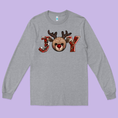 Joy Reindeer Long Sleeve Tee Designed By Adodesignshop