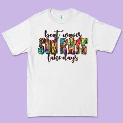 Premium Tee boat waves sun rays lake days