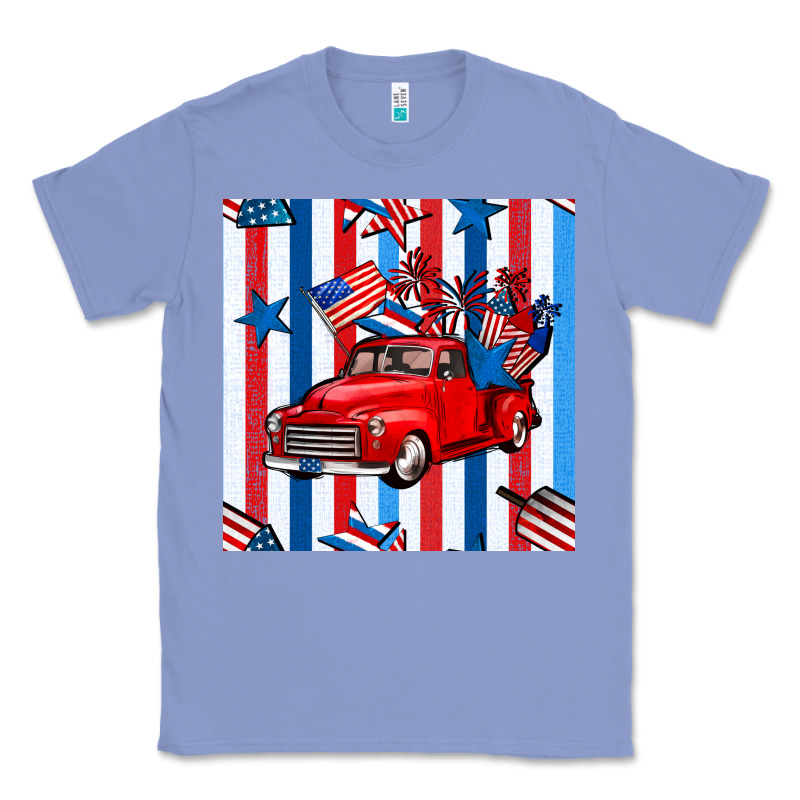 4th Of July Seamless Pattern Truck Classic Tee by BundleAndBundleShop | Teevron