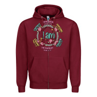 Burgundy i am inspiration Zipper Hoodie - MaliasSmallBusiness