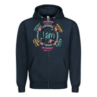 Navy i am inspiration Zipper Hoodie - MaliasSmallBusiness