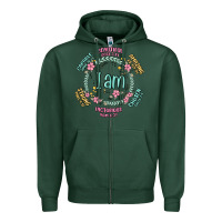 Sports Green i am inspiration Zipper Hoodie - MaliasSmallBusiness