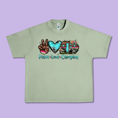 Peace Love Camping Urban Heavy Tee Designed By Jahusdesignshop