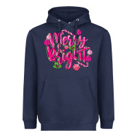 Navy merry and bright Heavyweight Hoodie - MaliasSmallBusiness