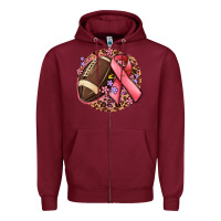 Burgundy breast cancer ribbon and american football Zipper Hoodie - MaliasSmallBusiness