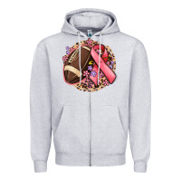 Heather Grey breast cancer ribbon and american football Zipper Hoodie - MaliasSmallBusiness