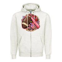 Oatmeal Heather breast cancer ribbon and american football Zipper Hoodie - MaliasSmallBusiness