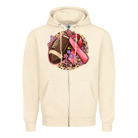 Sandshell breast cancer ribbon and american football Zipper Hoodie - MaliasSmallBusiness