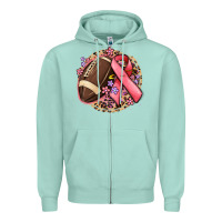 Seafoam breast cancer ribbon and american football Zipper Hoodie - MaliasSmallBusiness
