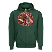 Sports Green breast cancer ribbon and american football Zipper Hoodie - MaliasSmallBusiness