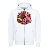 White breast cancer ribbon and american football Zipper Hoodie - MaliasSmallBusiness
