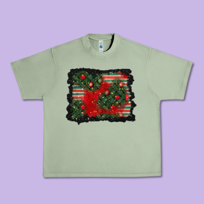 Christmas Ornament Background Urban Heavy Tee Designed By Bundleandbundleshop