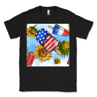 Black 4th of july sunflowers ice cream seamless pattern Classic Tee - BundleAndBundleShop