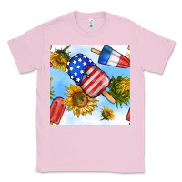 Bubblegum Pink 4th of july sunflowers ice cream seamless pattern Classic Tee - BundleAndBundleShop