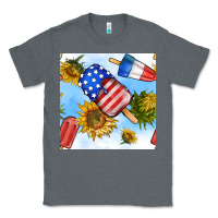 Charcoal Heather 4th of july sunflowers ice cream seamless pattern Classic Tee - BundleAndBundleShop