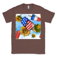 Chestnut 4th of july sunflowers ice cream seamless pattern Classic Tee - BundleAndBundleShop