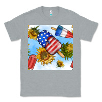Heather Grey 4th of july sunflowers ice cream seamless pattern Classic Tee - BundleAndBundleShop