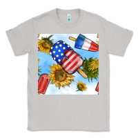 Moon Dust 4th of july sunflowers ice cream seamless pattern Classic Tee - BundleAndBundleShop