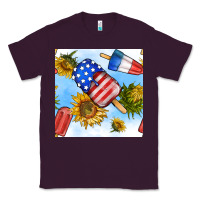 4th Of July Sunflowers Ice Cream Seamless Pattern Classic Tee | Teevron
